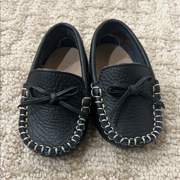 NEW BABY Navy Moccasins with Bow - Picture 1 of 3